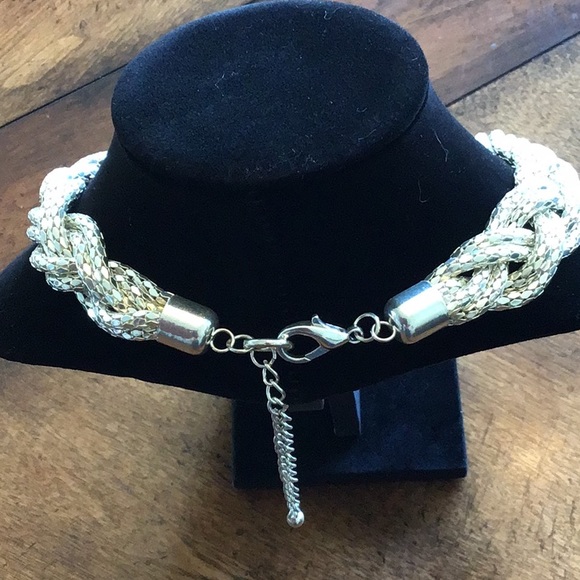 Fancy Silver Plate, Large Braided Necklace - Picture 5 of 7